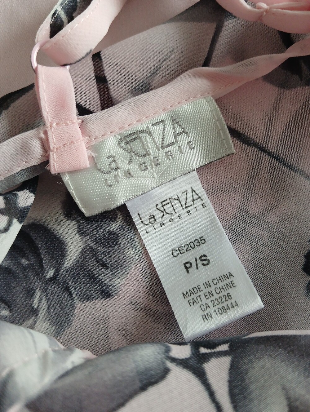 Vintage Y2K La SENZA Pink Floral Slip with Black and Grey Feminine Rose - Picture 3 of 15